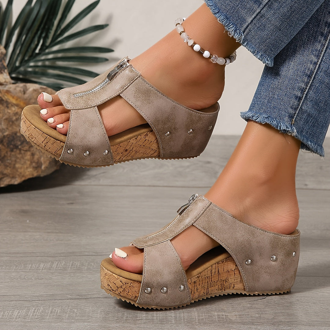 Platform Slip-On Wedge Sandals