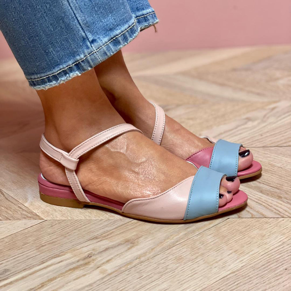Pink Color Block Comfort Sandals