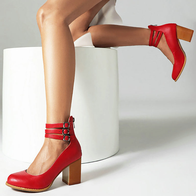 Ankle Strap Block Heel Sandals
