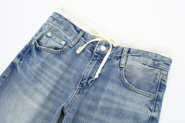 Women's Retro Practical Sleek Mid Waist Straight Leg Jeans