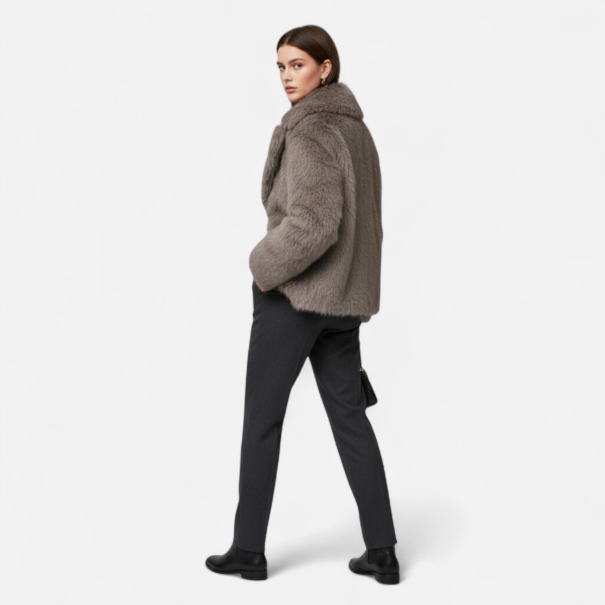 Abrigo de piel sintética para mujer – Elegancia urbana de invierno