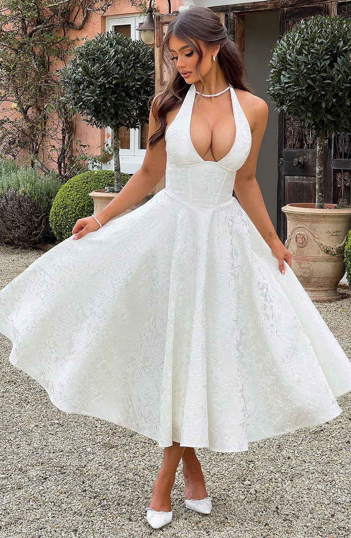 Embellished V-Neck Maxi Dress for Formal Occasions