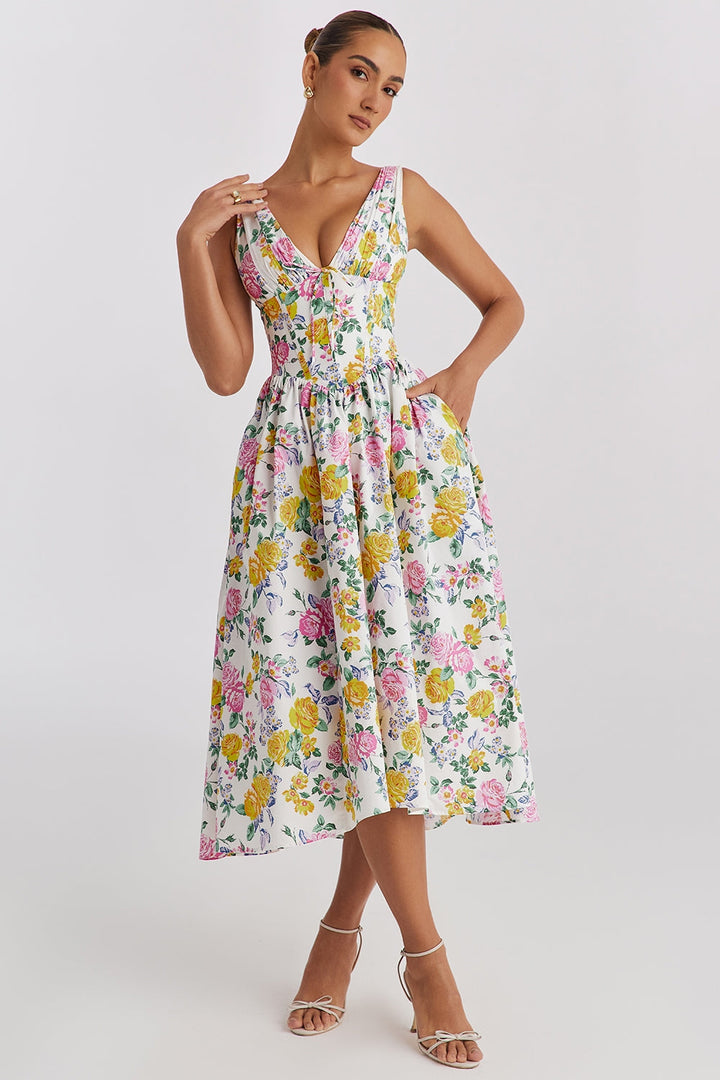 Vestido midi de verano para celebraciones de boda