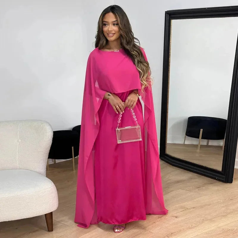 Women's Formal Stand-Out Captivating Cape Maxi Wedding Guest Dress