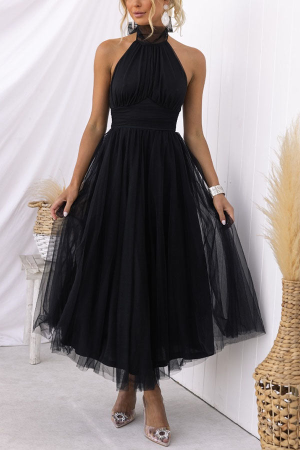 Vestido Maxi de Tul para Ocasiones con Capas Románticas