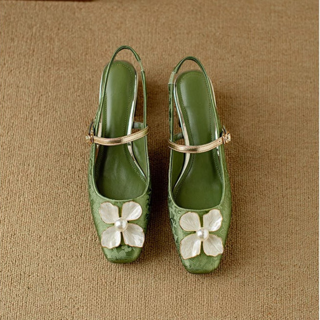 Zapatos de tacón con tira trasera y estampado floral