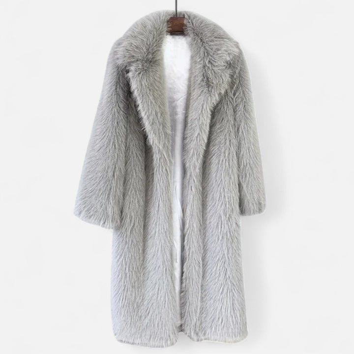Women’s Versatile Warm Long Overcoat with Turn-Down Fur Collar