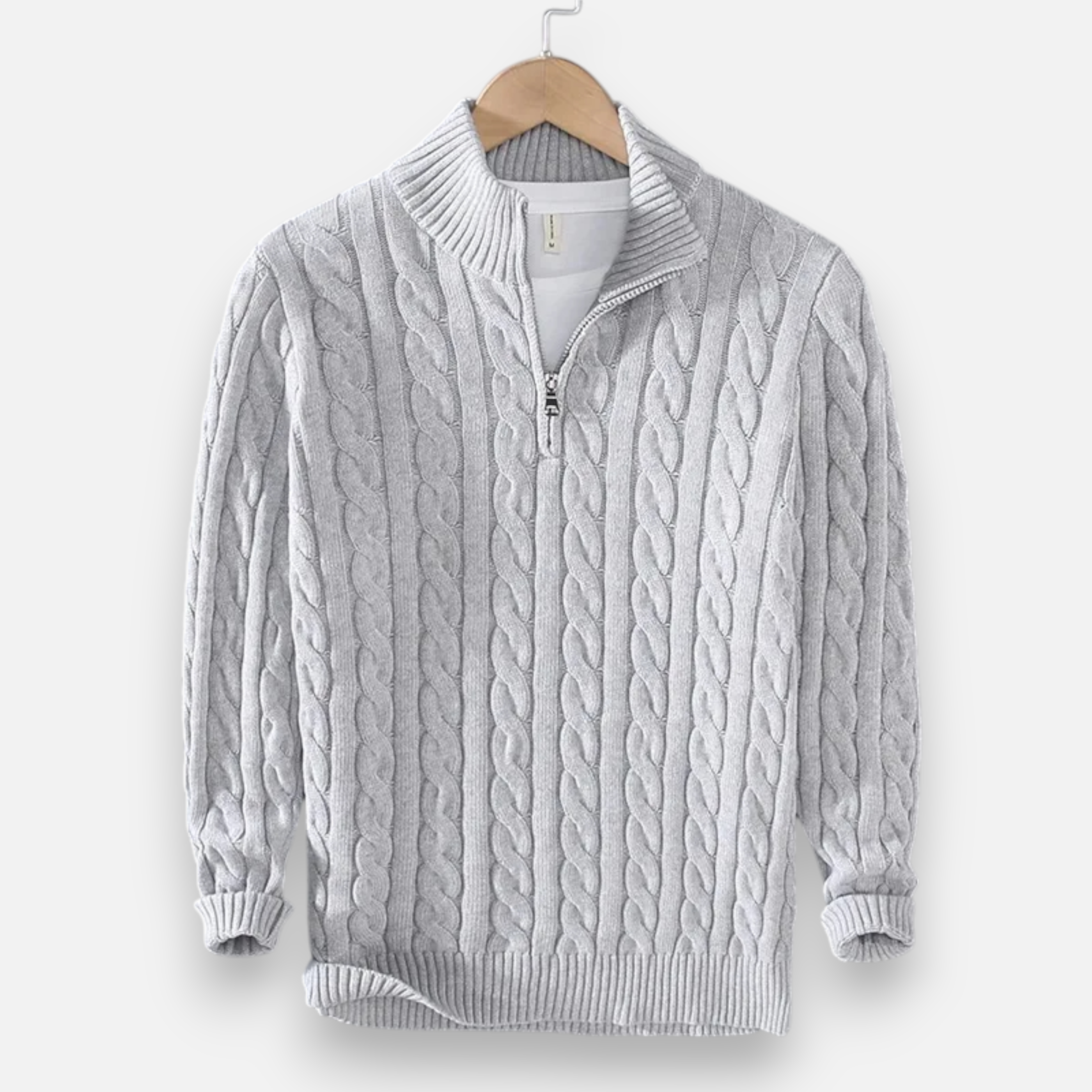 Men's Thick Knit Turtleneck Zip Sweater
