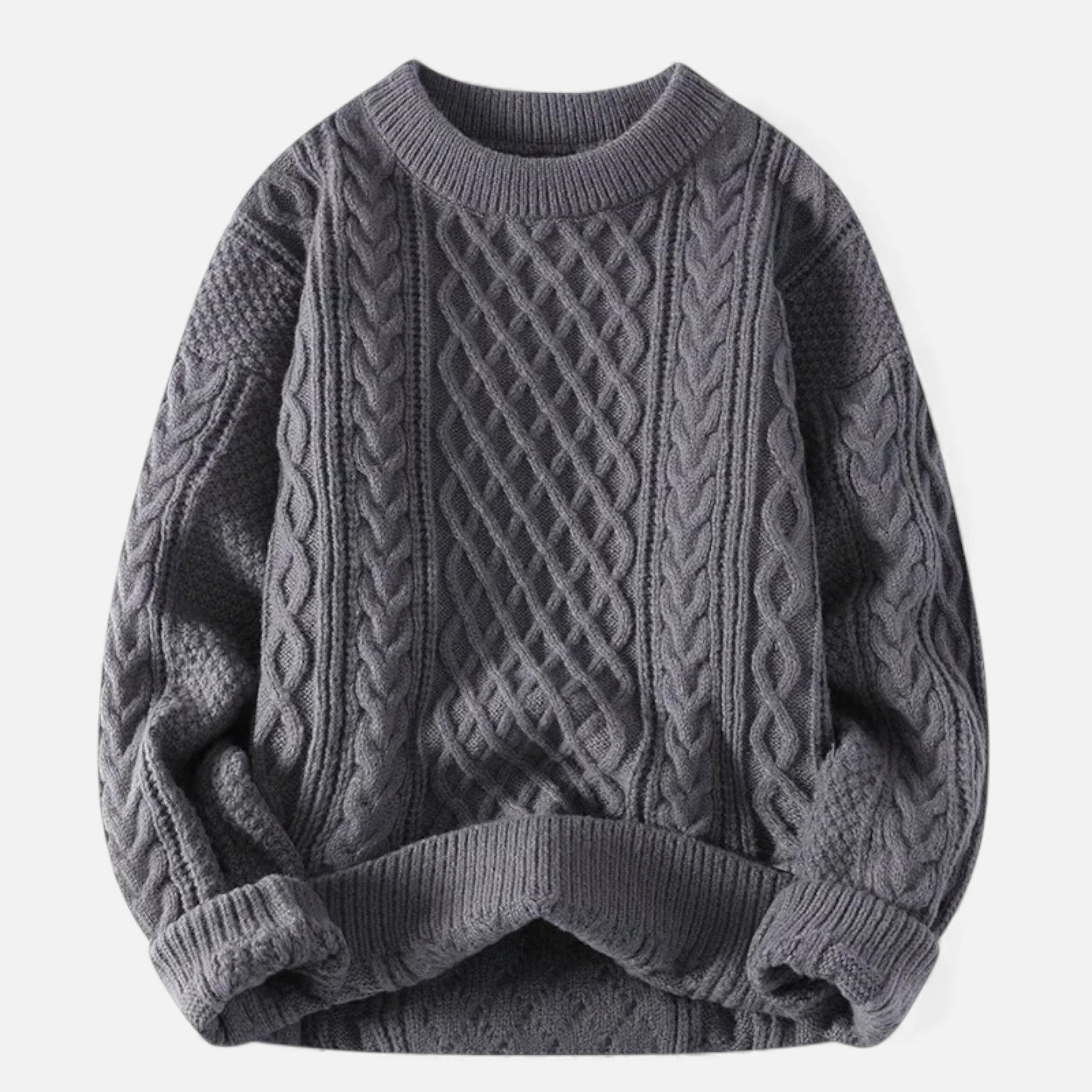 Women'S Slight-Stretch Knitted Cabled Sweater
