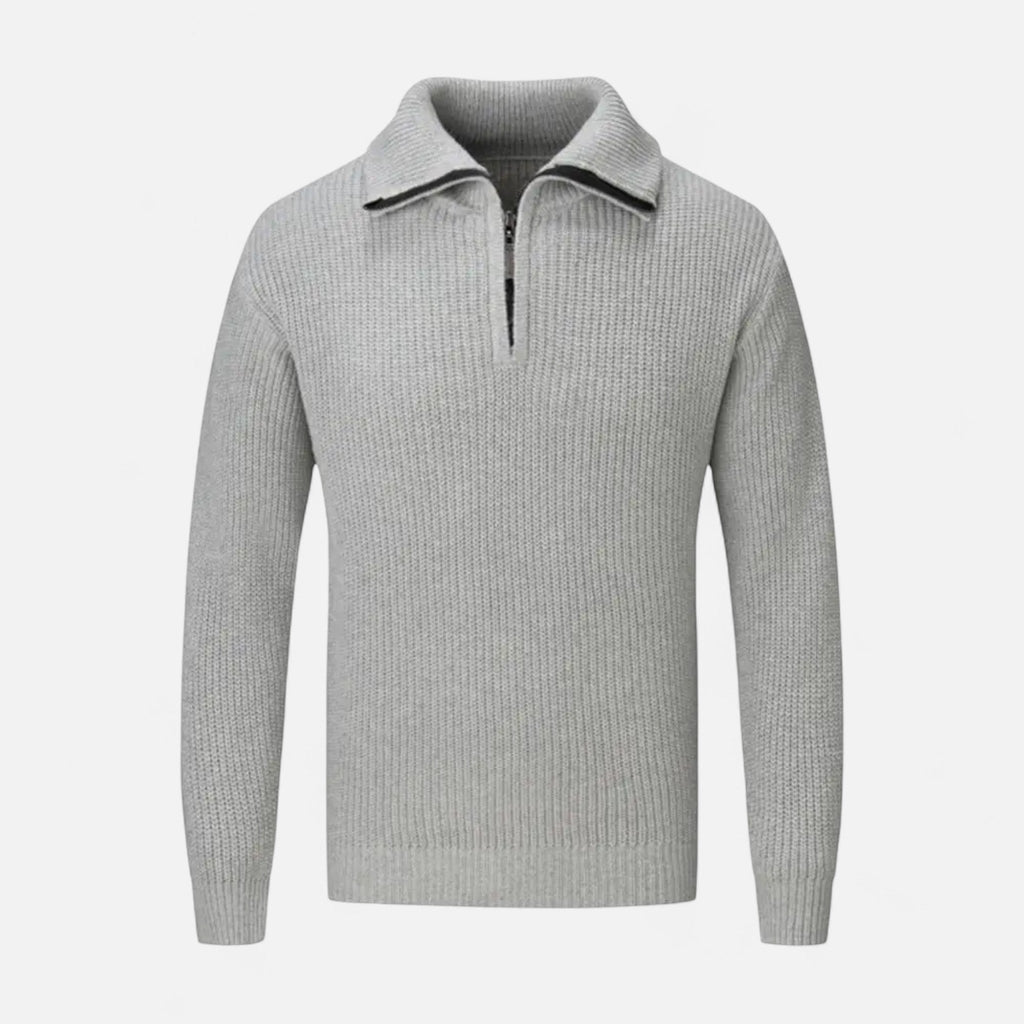 Maglione da uomo in misto lana con mezza cerniera