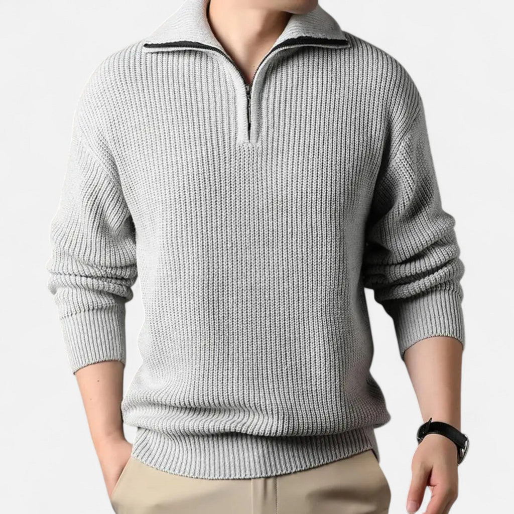 Maglione da uomo in misto lana con mezza cerniera