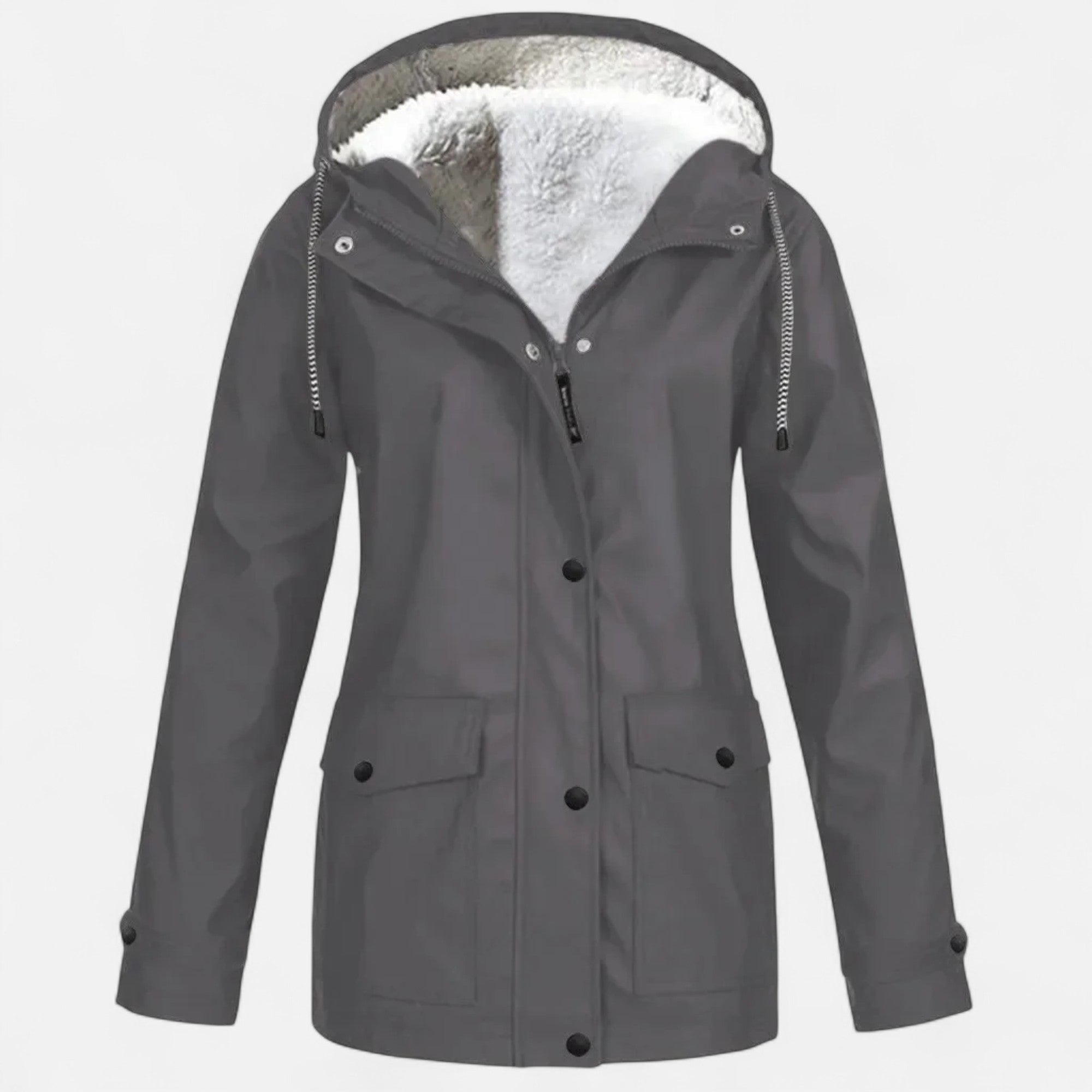 Women's Hooded Ski Coat in Plush Velvet Windproof