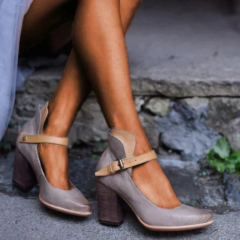 Sandalias elegantes de tacón con tiras para mujer