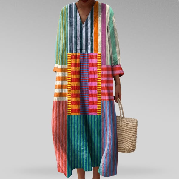 Unique Multicolor Geometric Summer Dress for Women