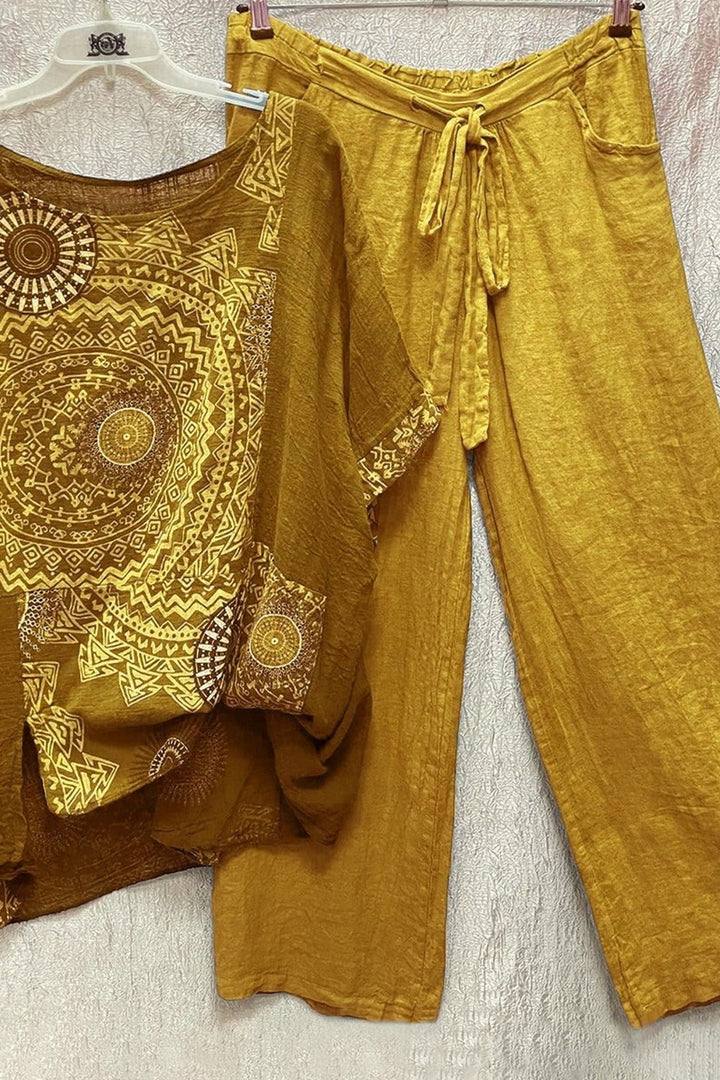 Conjunto de Pantalones de Pierna Ancha con Estampado de Mandala