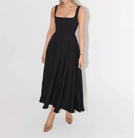 Timeless Classic Square Neck Bloom Midi Dress for Women