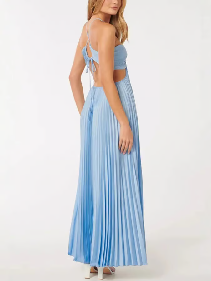 Vestido largo de cuello halter para bodas nocturnas