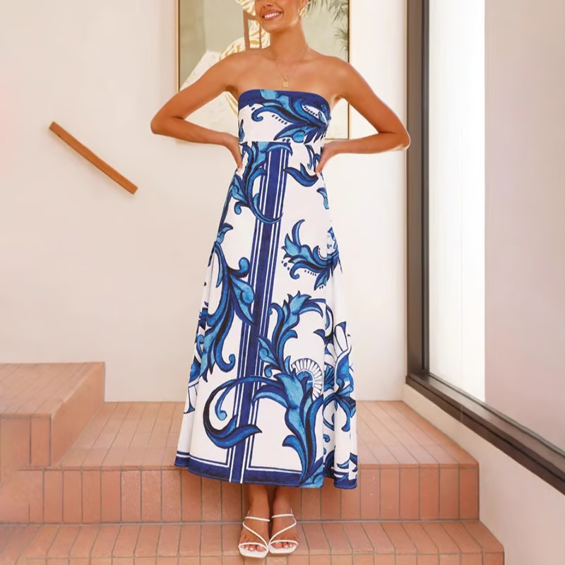 Vestido maxi estampado para eventos de boda