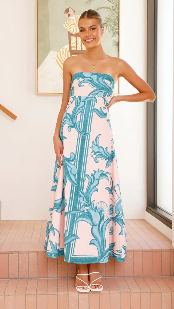 Vestido maxi estampado para eventos de boda