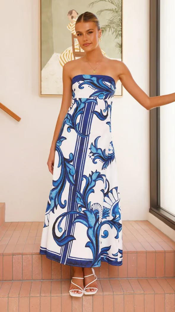 Vestido maxi estampado para eventos de boda
