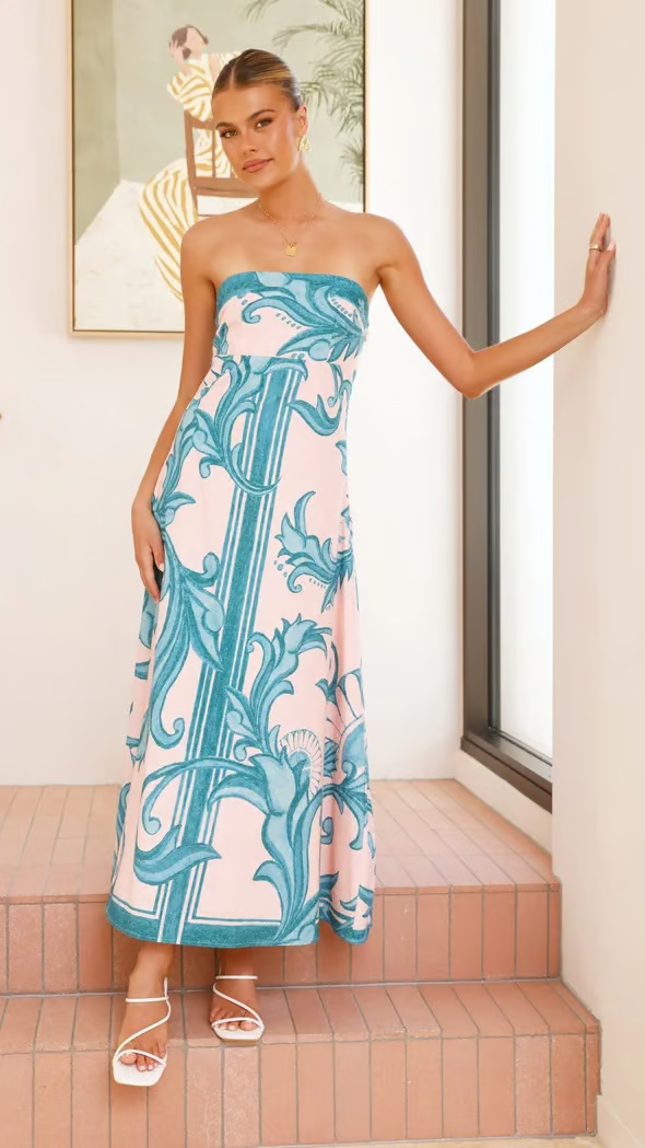 Vestido maxi estampado para eventos de boda