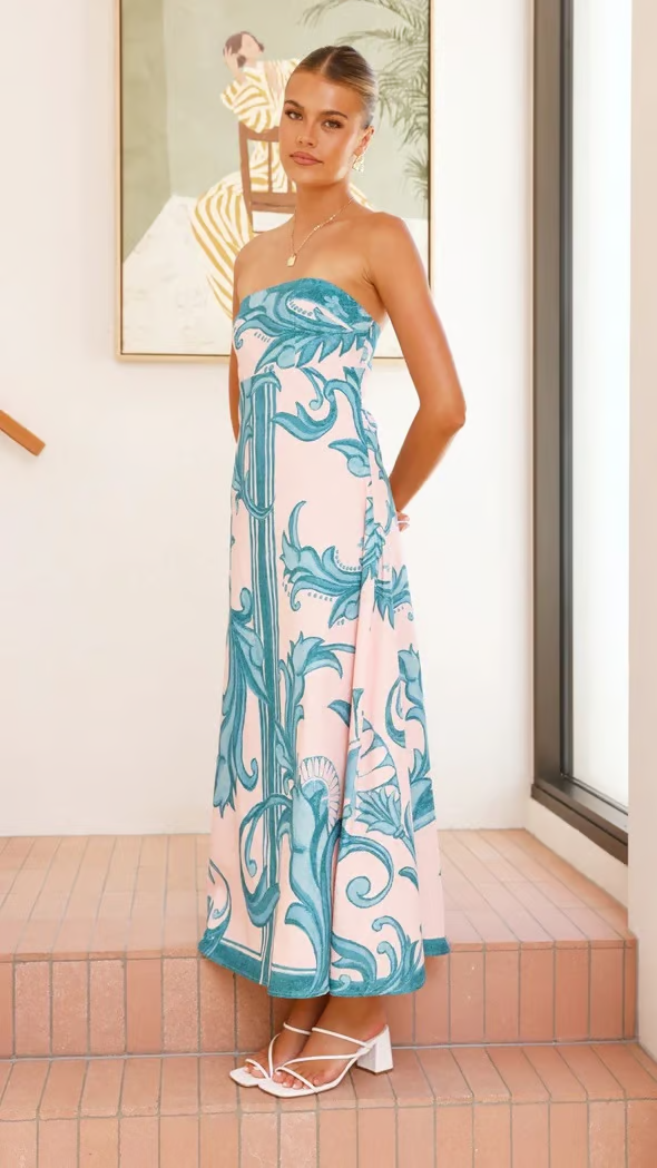 Vestido maxi estampado para eventos de boda