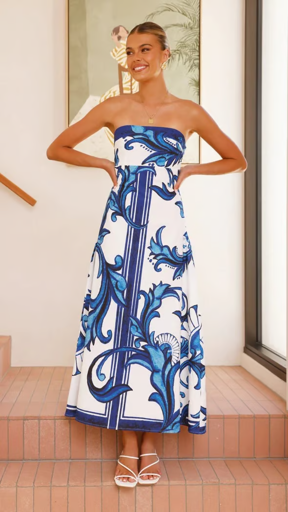 Vestido maxi estampado para eventos de boda