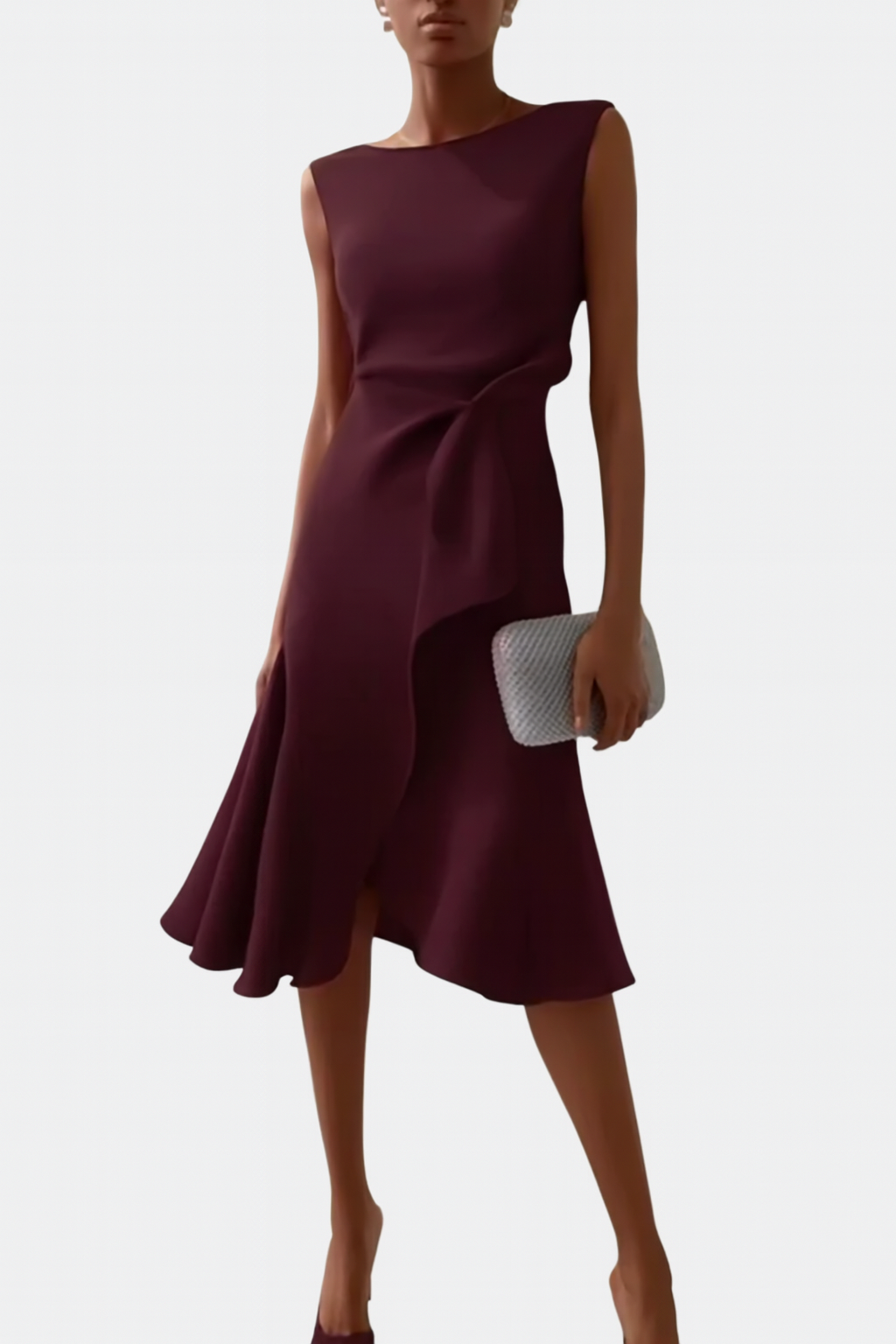 Vestido midi asimétrico drapeado