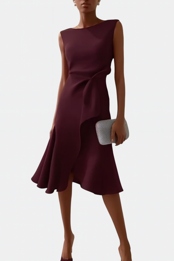 Vestido midi asimétrico drapeado