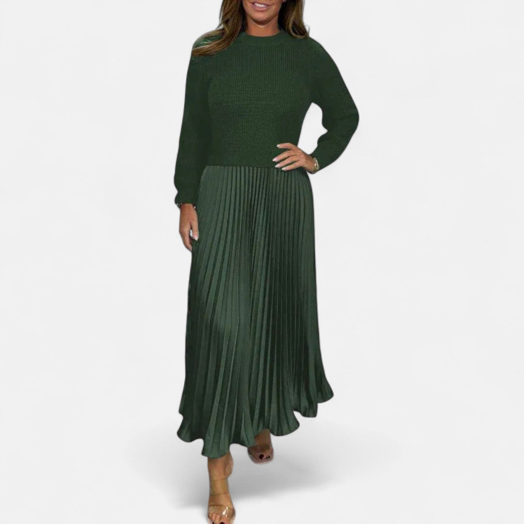 Vestido maxi plisado de suéter