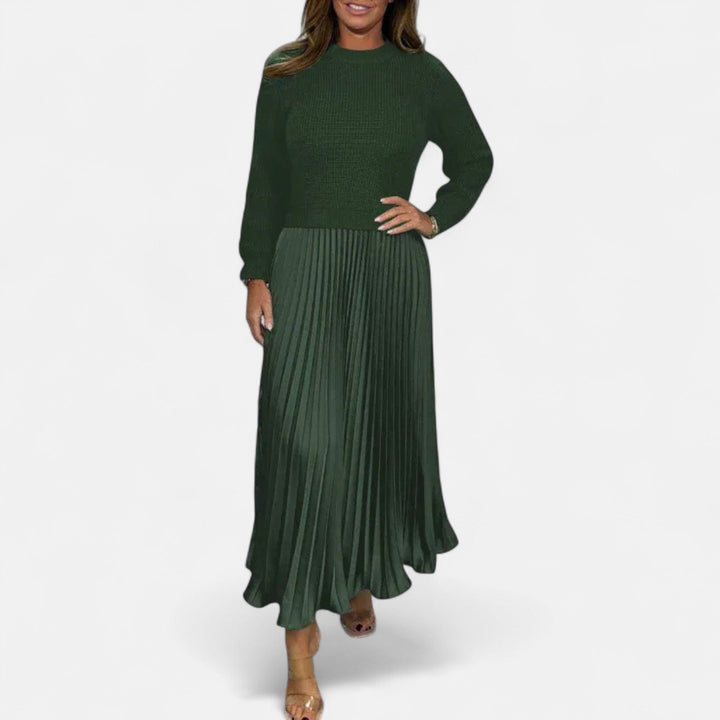 Vestido maxi plisado de suéter