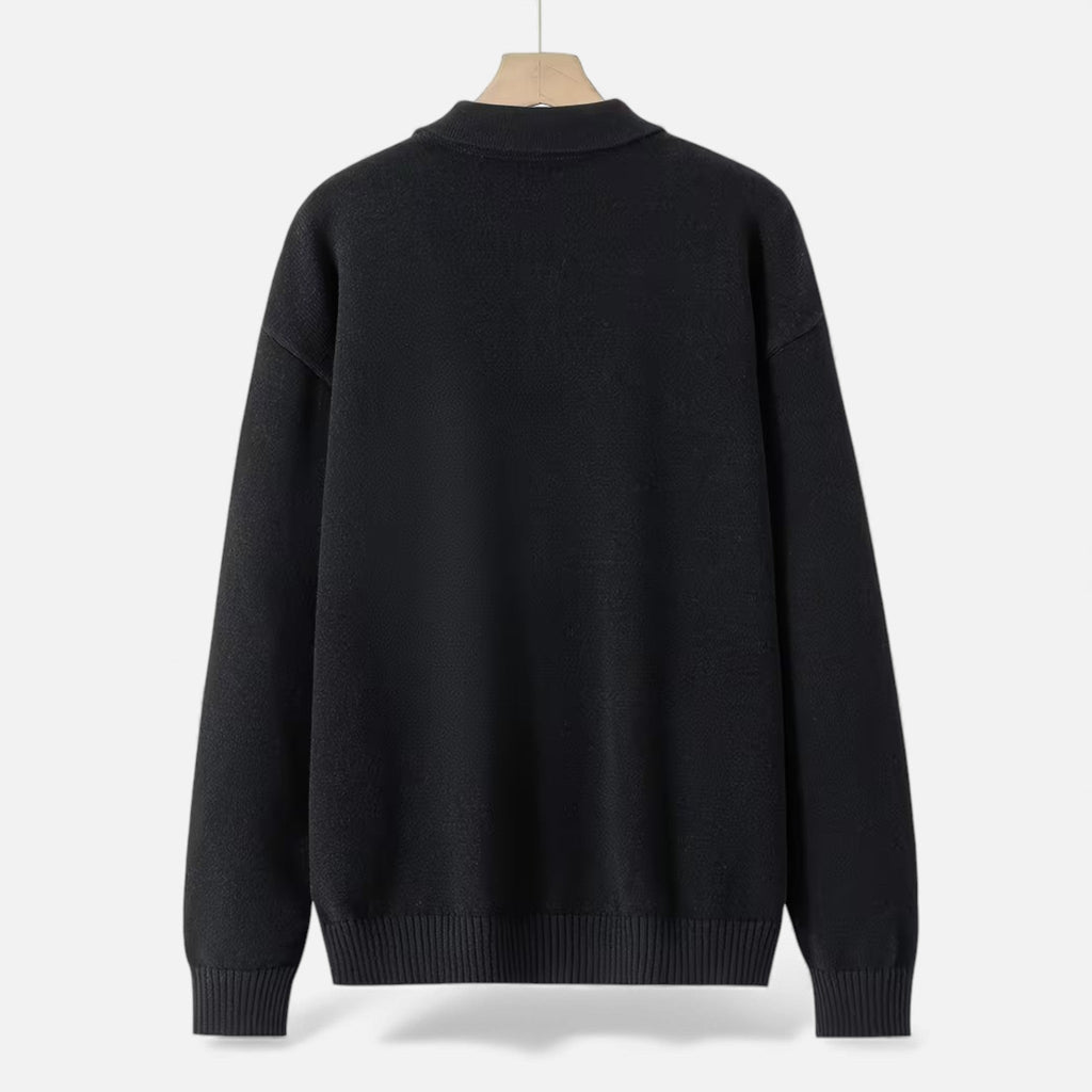 Men’s Loose-Fit Button-Up Polo Sweater