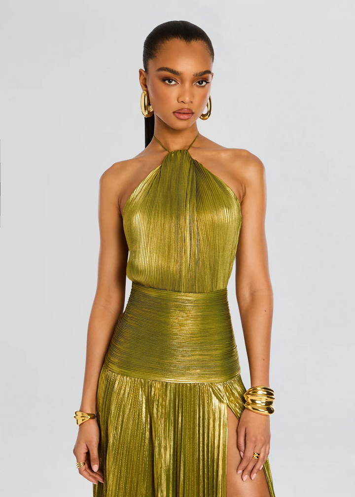 Vestido Maxi de Corte de Lujo con Acabado Elegante