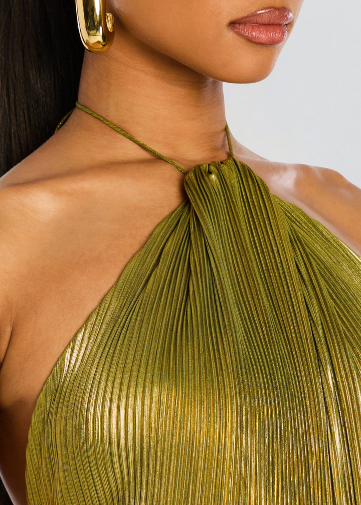Vestido Maxi de Corte de Lujo con Acabado Elegante