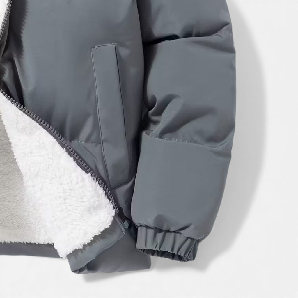 Chaqueta acolchada de lana de cordero para hombre, suave y mullida, para otoño/invierno