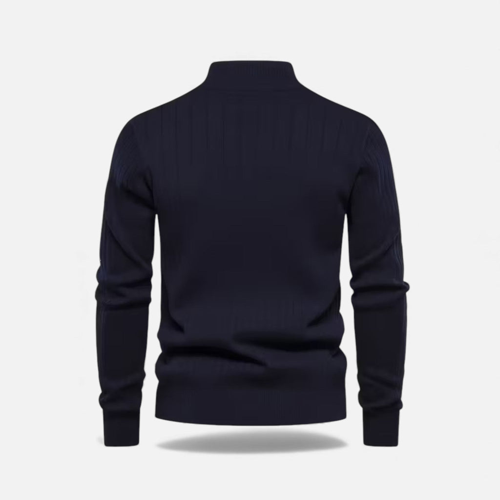 Maglione da uomo caldo minimalista con zip in maglia