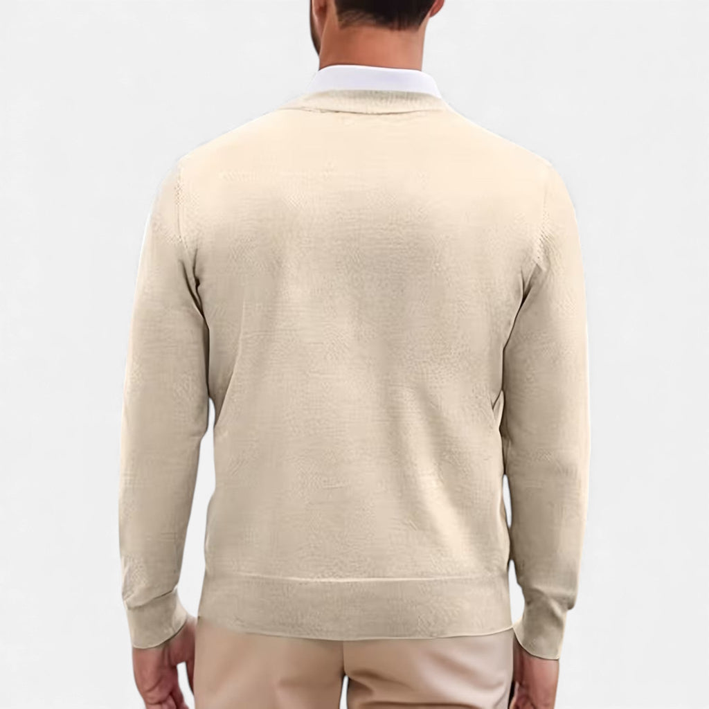 Suéter de punto para hombre con cuello en V para otoño/invierno