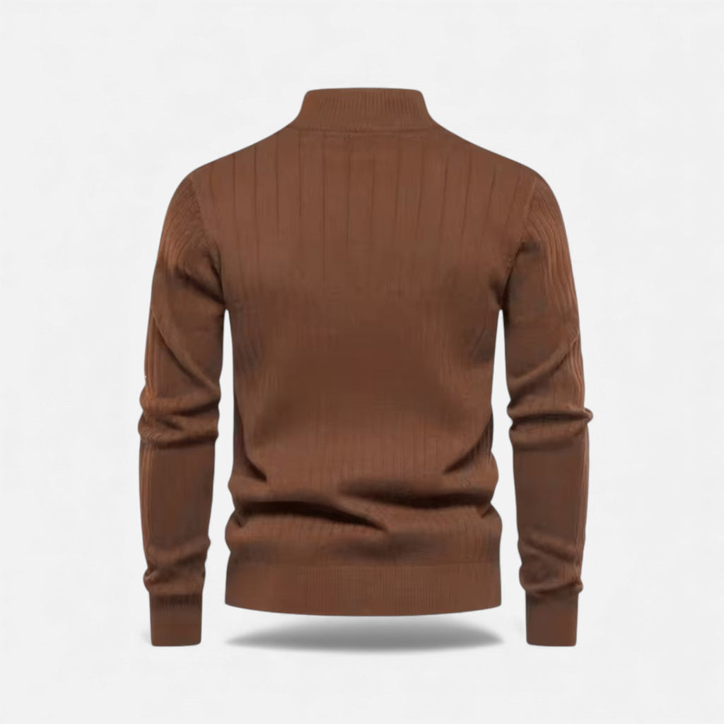 Maglione da uomo caldo minimalista con zip in maglia