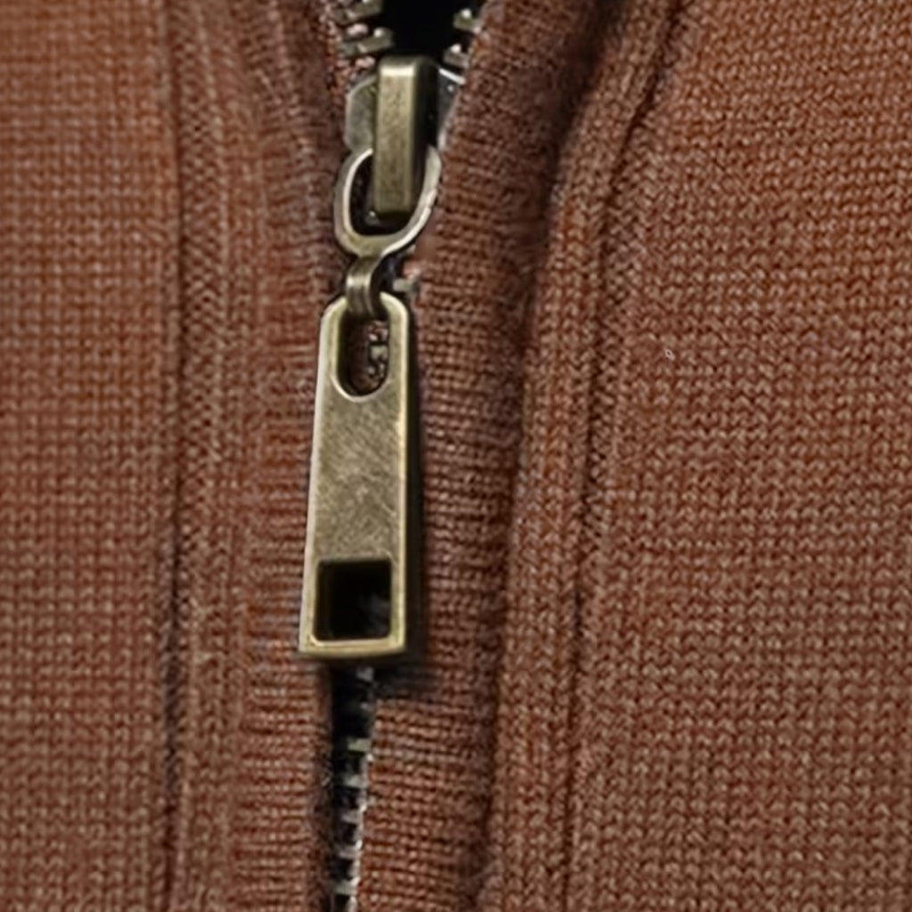 Maglione da uomo caldo minimalista con zip in maglia
