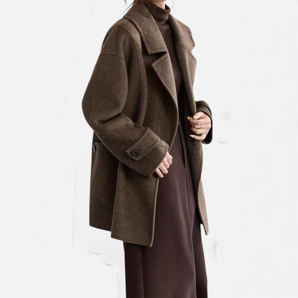 Cappotto invernale spesso da donna in misto alpaca