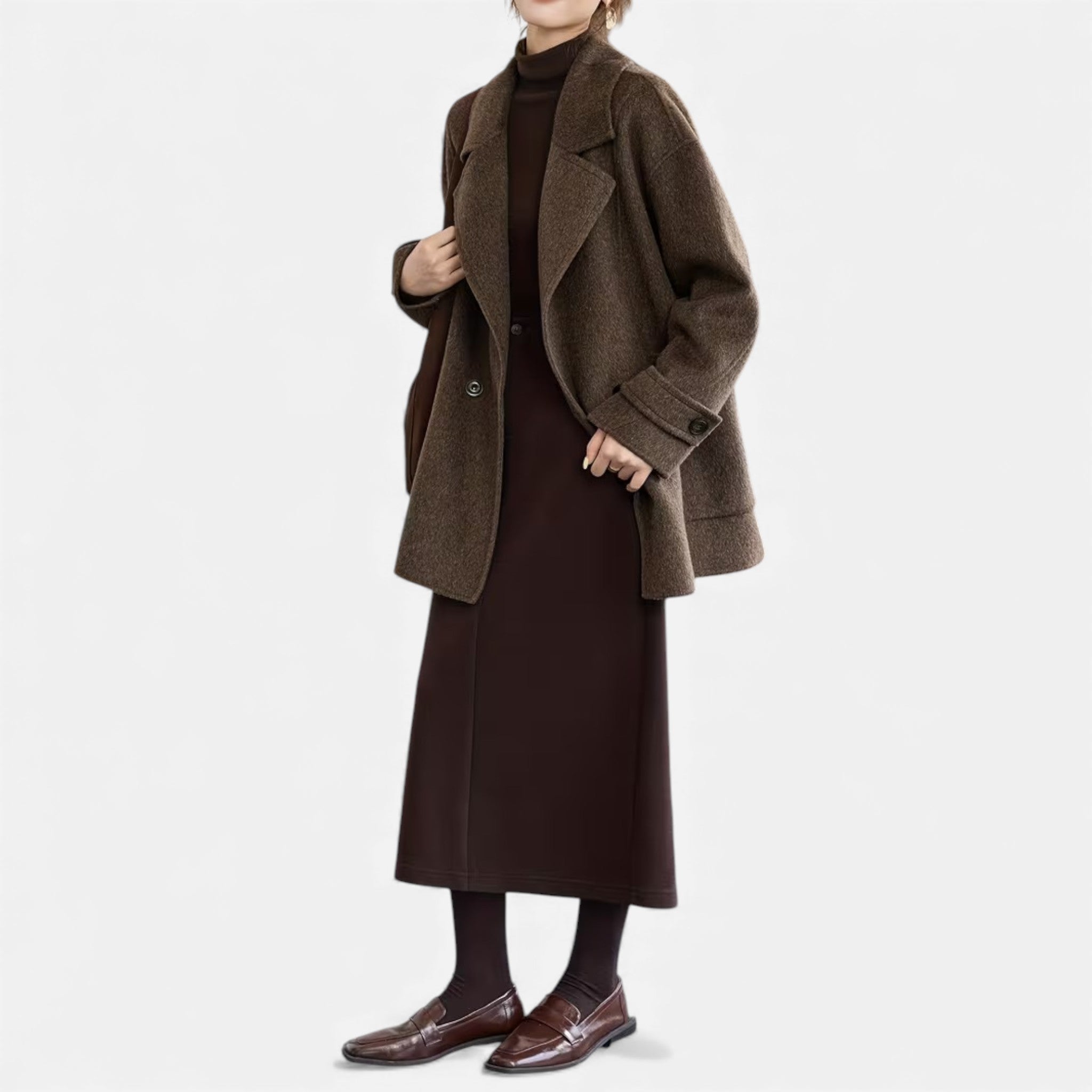 Cappotto invernale spesso da donna in misto alpaca