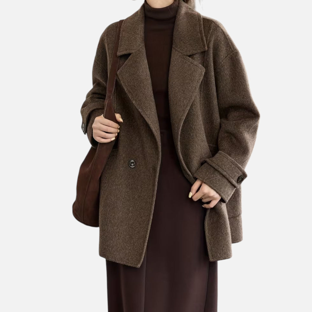 Cappotto invernale spesso da donna in misto alpaca