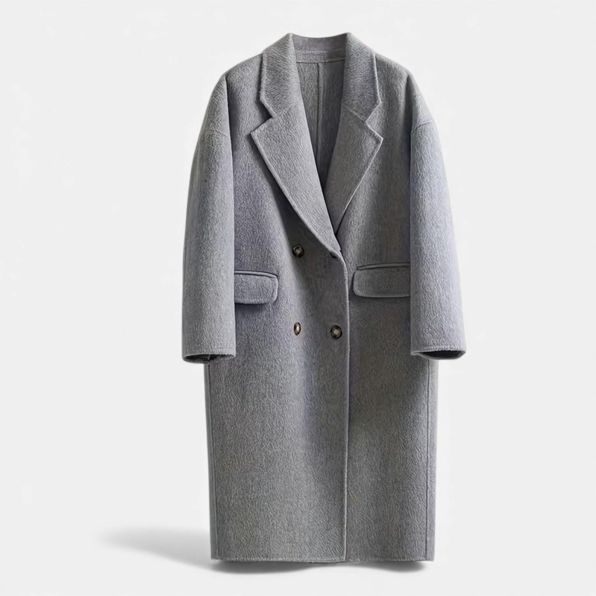 Cappotto invernale da donna in misto lana con doppia tasca