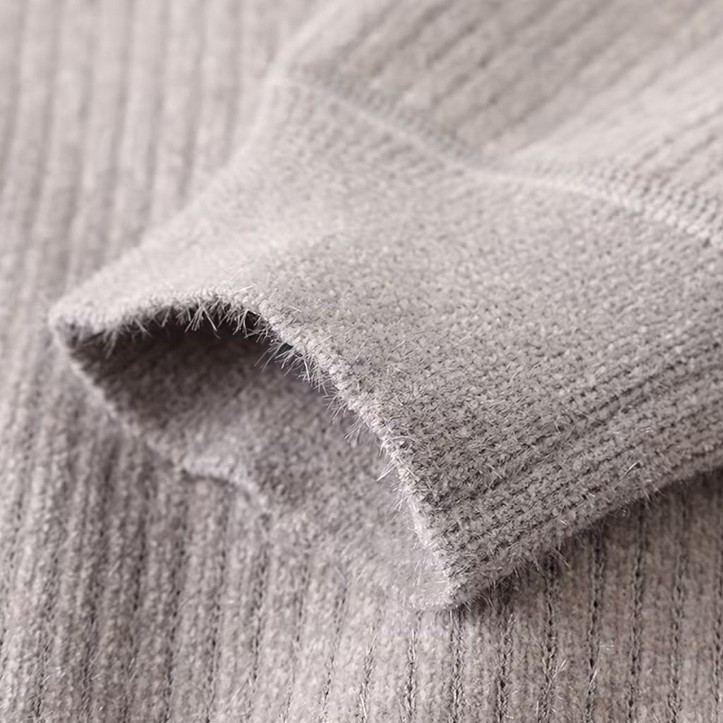 Maglione da uomo spesso a righe con mezza cerniera a maglia