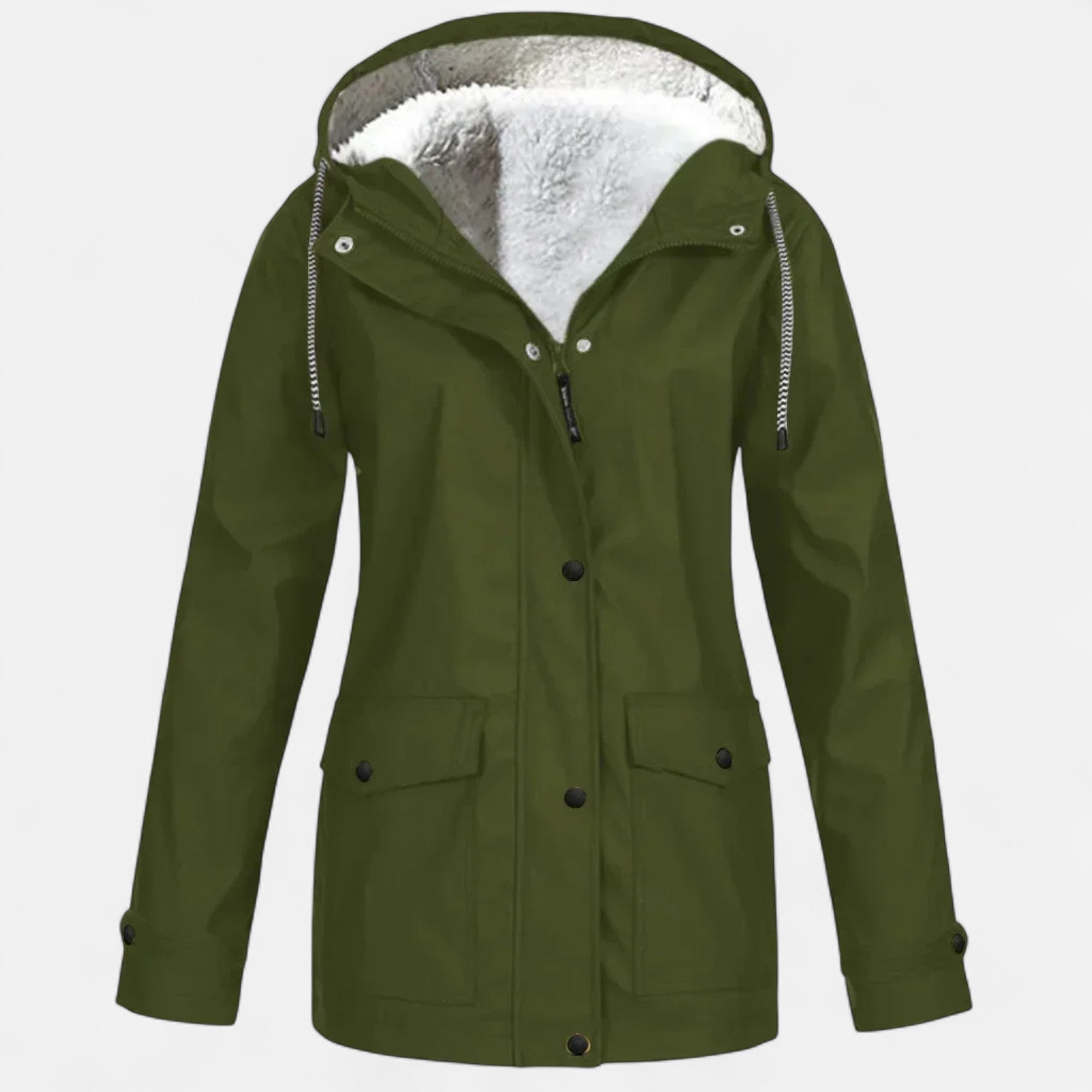 Women's Hooded Ski Coat in Plush Velvet Windproof
