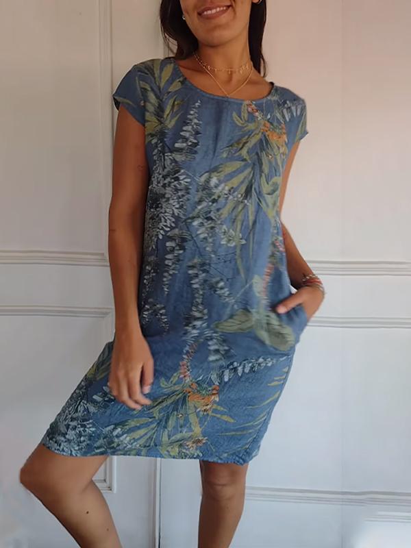 Women’s Relaxed Nature-inspired Summer Dresses with Leaf Print