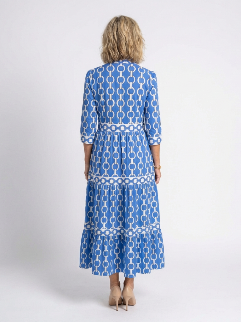 Chain Print Sleeve Midi Dress