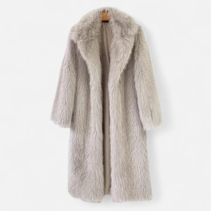 Women’s Versatile Warm Long Overcoat with Turn-Down Fur Collar