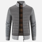 Giacca da uomo in pile con collo alto e motivo patchwork