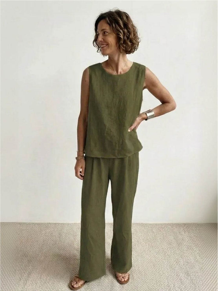 Conjunto de camiseta sin mangas y pantalones de pierna ancha